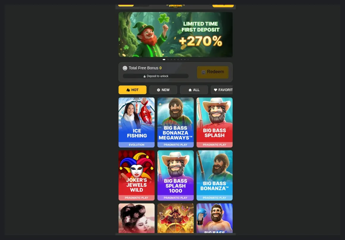 Dope Wins Casino home page, "LIMITED TIME FIRST DEPOSIT +270%" banner and game lobby grid, 28.10.2026